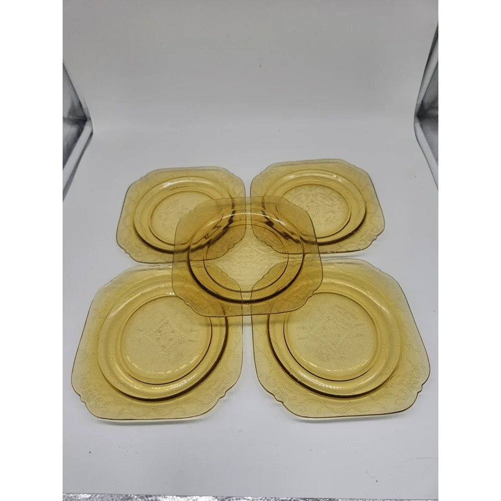 Federal Glass Madrid Amber Salad Plates 7 1/2